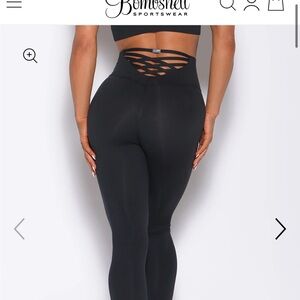 Bombshell Sportswear Black Leggings Crossback Sexy back Openback Sz Small